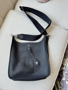 Hermes Evelyn Crossbody Black Leather Shoulder Bag